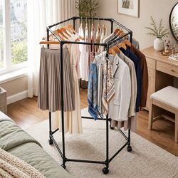 Clothes Rack Specifications: 6 Hanging Rods, 70cm Wide