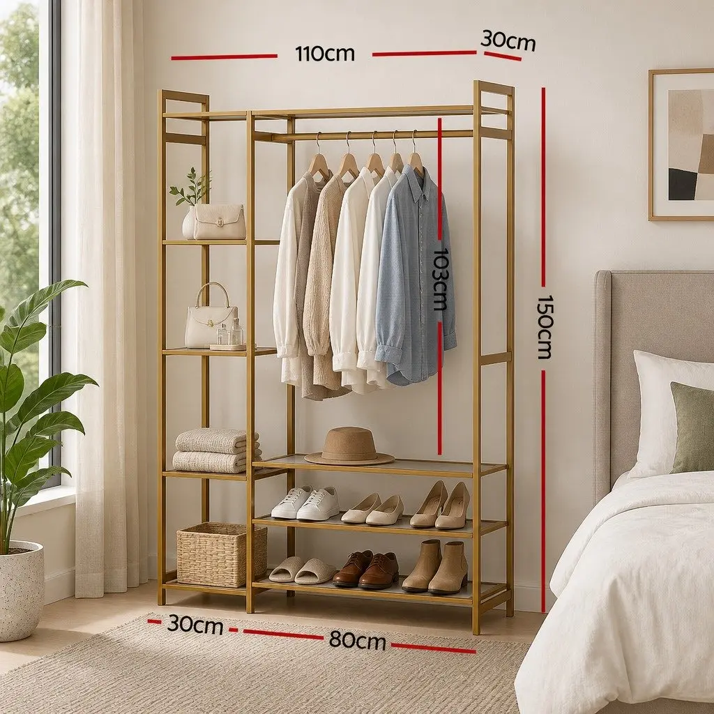 Clothes Rack Garment Airer for Home Use with Adjustable Shelves and Hanging Rail White