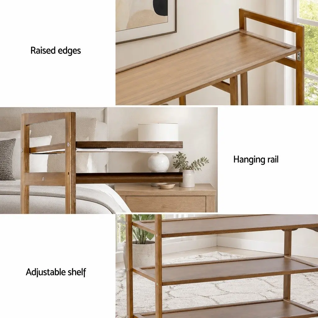 Clothes Rack Garment Airer for Home Use with Adjustable Shelves and Hanging Rail White