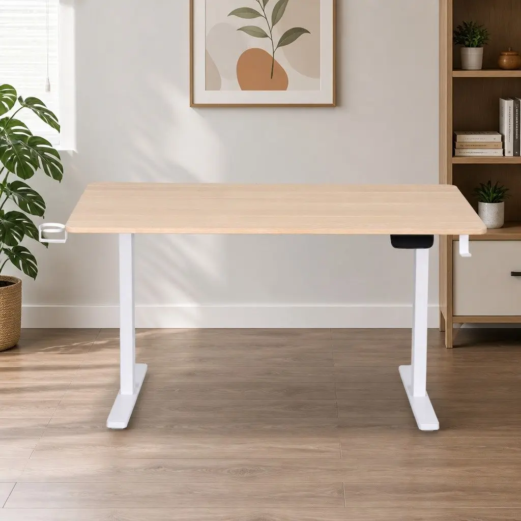 Electric Sit Stand Desk Touch Control Height Adjustable Workstation Oak 140CM