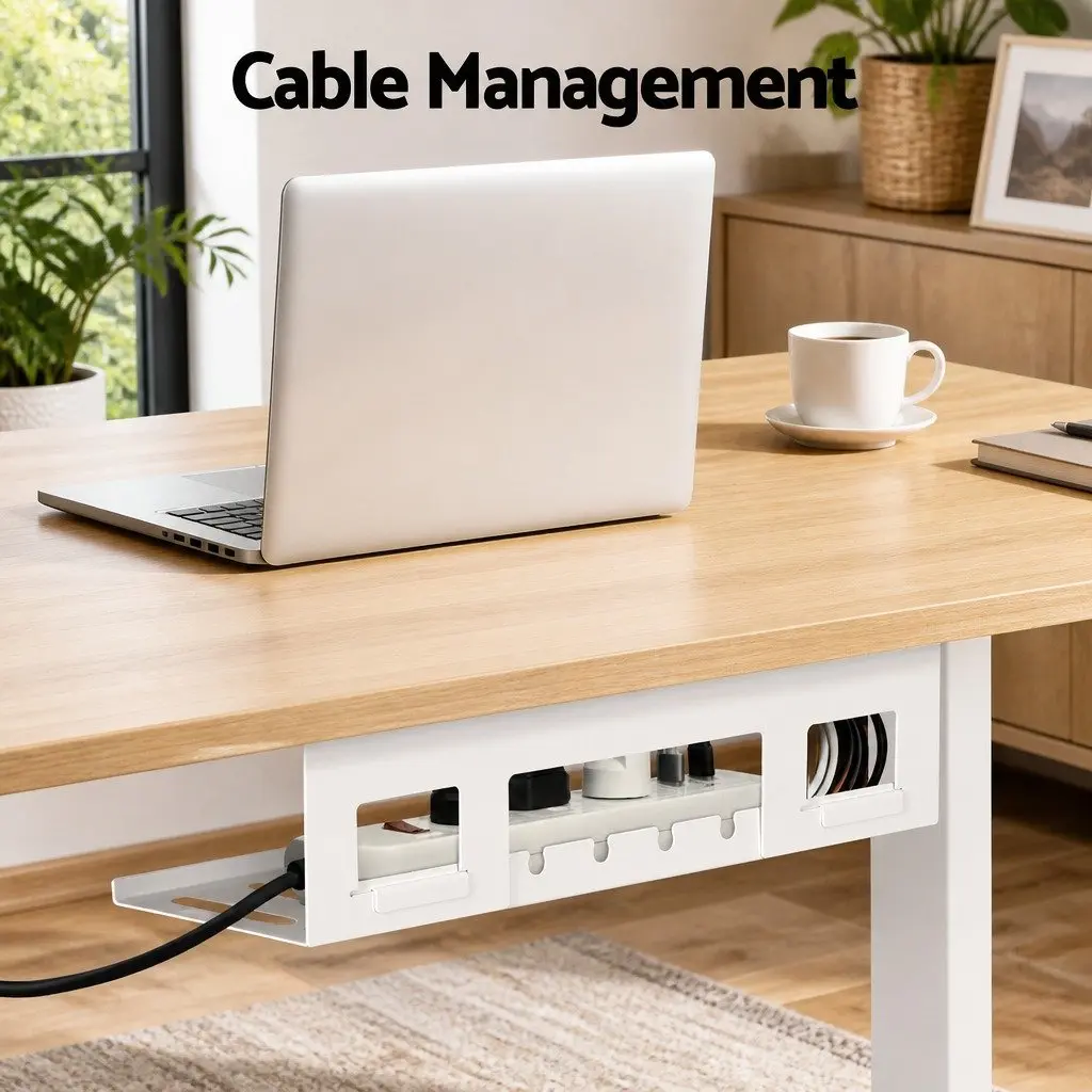 Electric Sit Stand Desk Touch Control Height Adjustable Workstation Oak 140CM