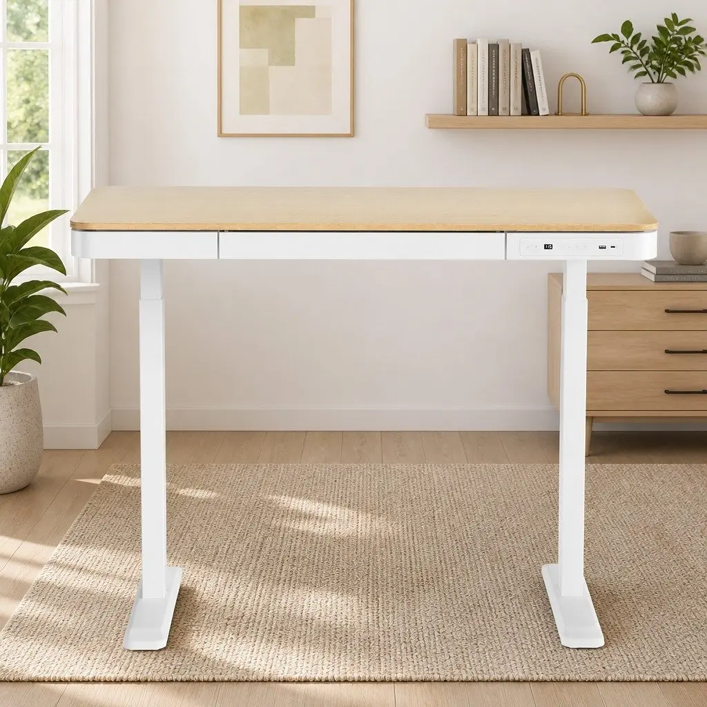 Electric Sit Stand Desk Office Walnut 120cm