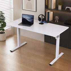 140cm White Electric Height Adjustable Desk with Memory Control