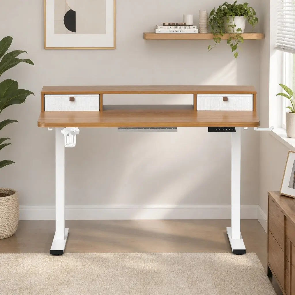 Electric Standing Desk Height Adjustable Sit Stand Motorised Office Desk White