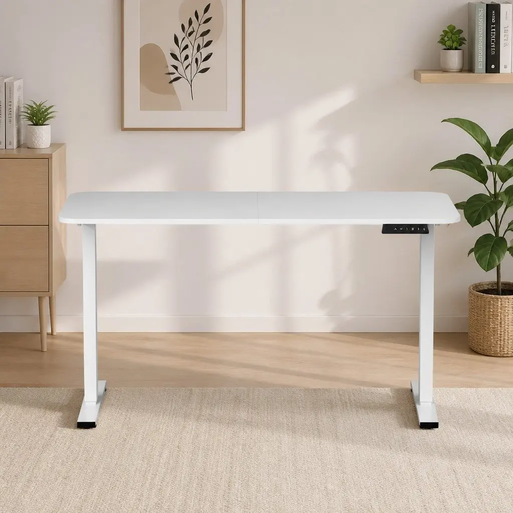 Electric Standing Desk Home Office 140cm Motorised Adjustable Height White