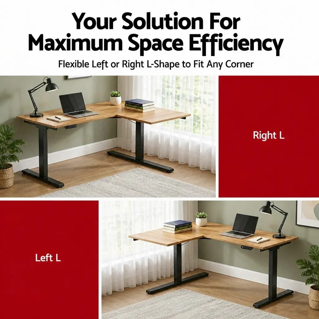 L-Shape Electric Standing Desk with Dual Motors