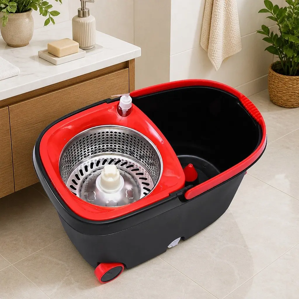 Mop Bucket Set 360 Degree Rotatable Head Microfibre Wet Dry Cleaning