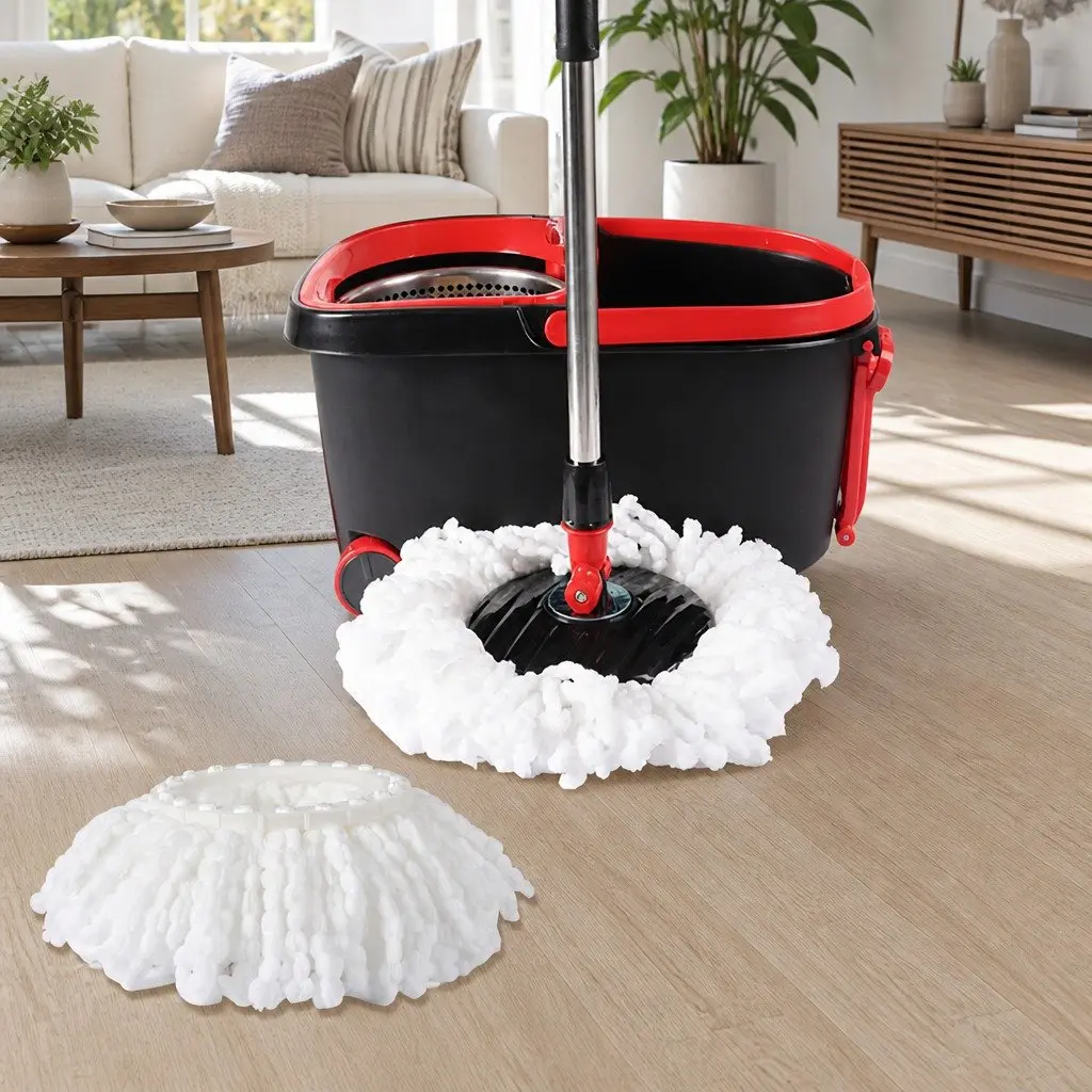 Mop Bucket Set 360 Degree Rotatable Head Microfibre Wet Dry Cleaning