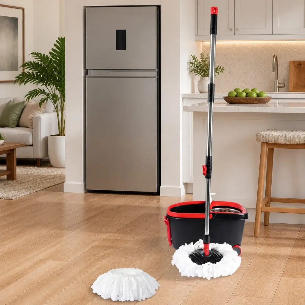 Mop Bucket Set 360 Degree Rotatable Head Microfibre Wet Dry Cleaning
