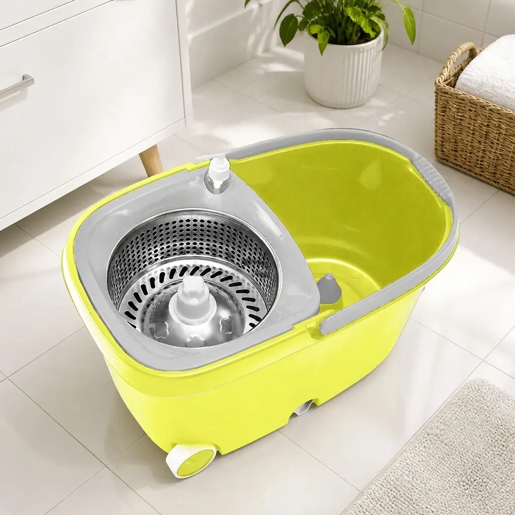 Mop Bucket Set 360 Degree Rotatable Head Microfibre Wet Dry Cleaning