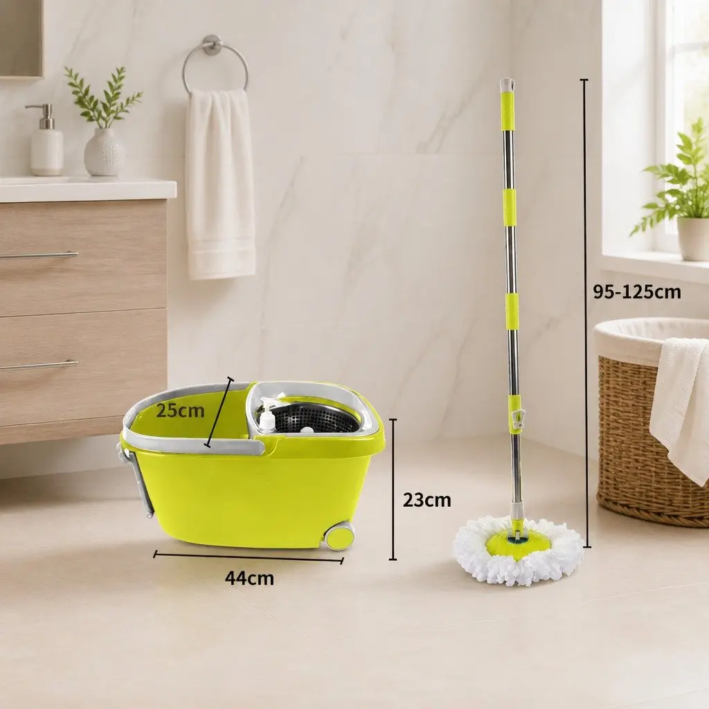 Mop Bucket Set 360 Degree Rotatable Head Microfibre Wet Dry Cleaning