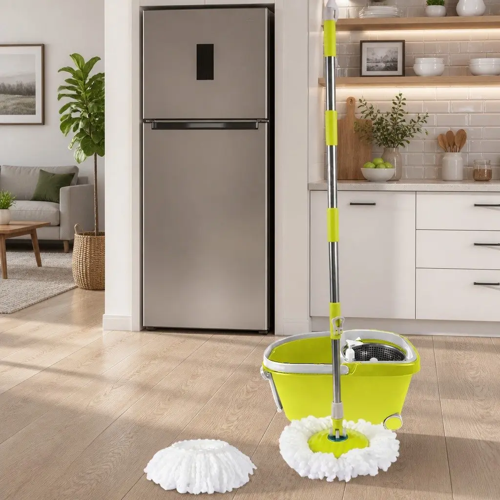 Mop Bucket Set 360 Degree Rotatable Head Microfibre Wet Dry Cleaning