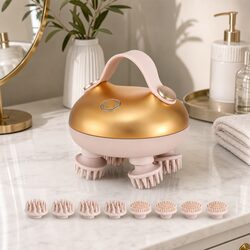 Cordless Waterproof Scalp Massager with 8 Silicone Heads