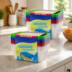 Takeaway Food Containers 750ml 12 Pack Meal Prep Storage Microwave Safe