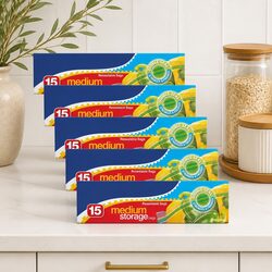 Medium Storage Bags 15pk x6 - Food Safe and Durable