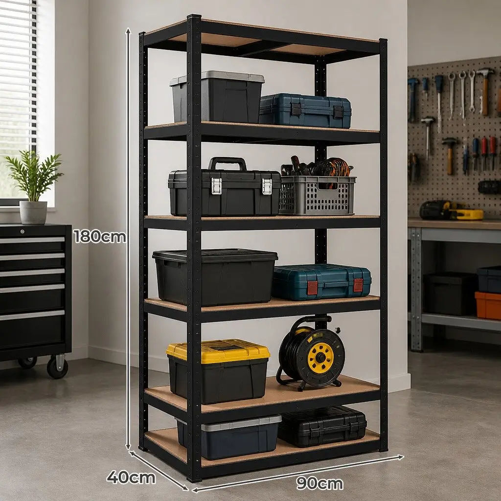 5-Tier Metal Storage Rack Garage Shelving Unit 180cm Adjustable