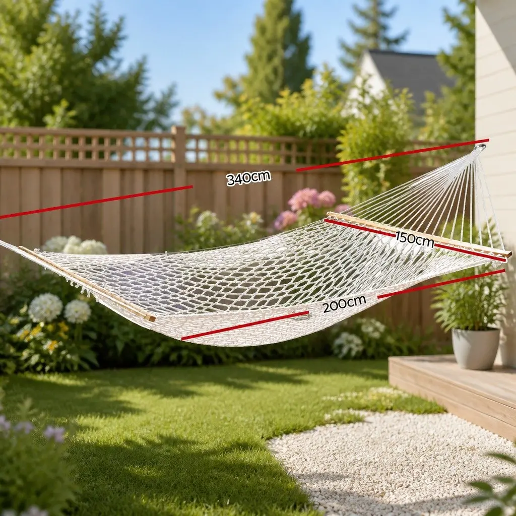 Hammock for Outdoor Camping Garden Use 340cm Cream
