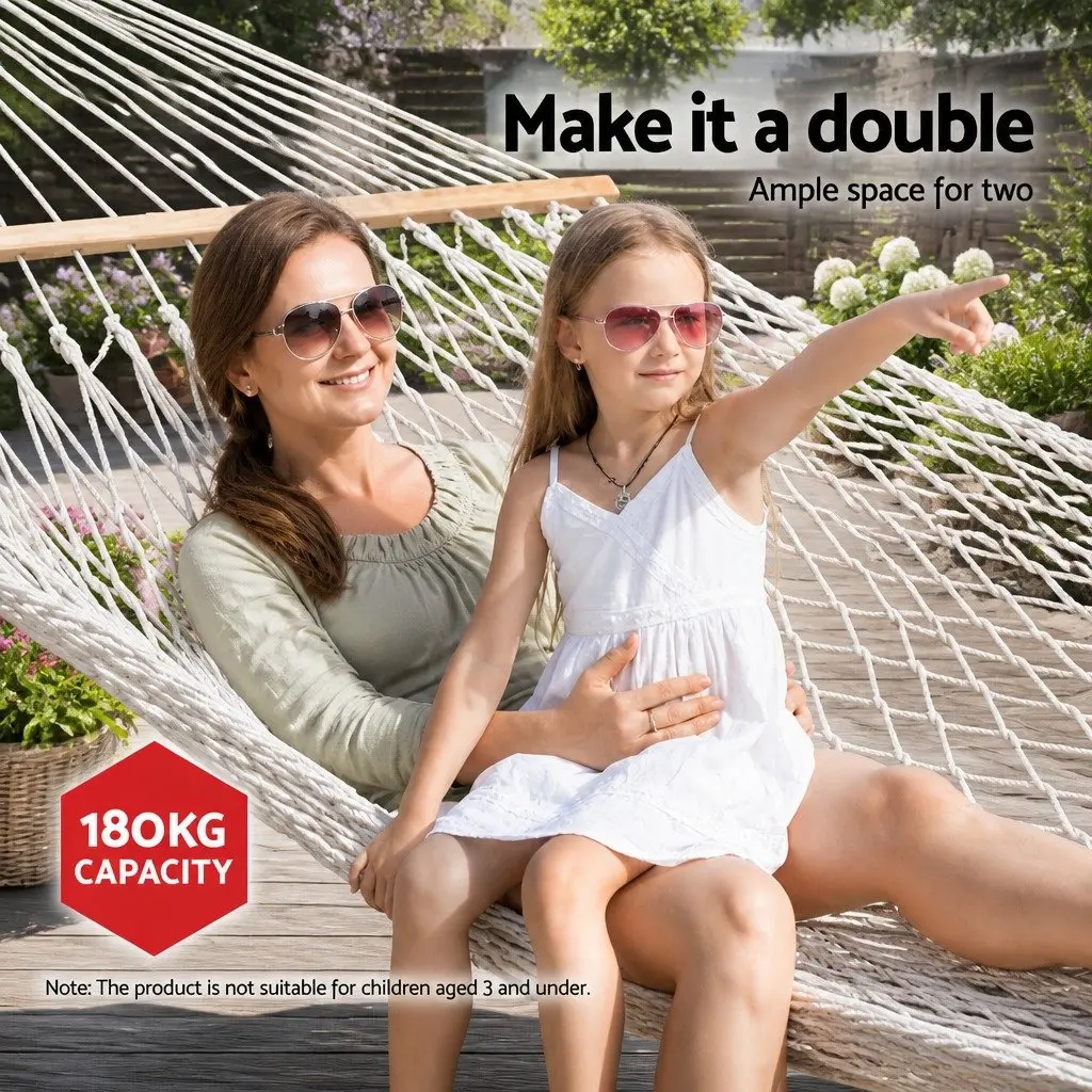 Hammock for Outdoor Camping Garden Use 340cm Cream
