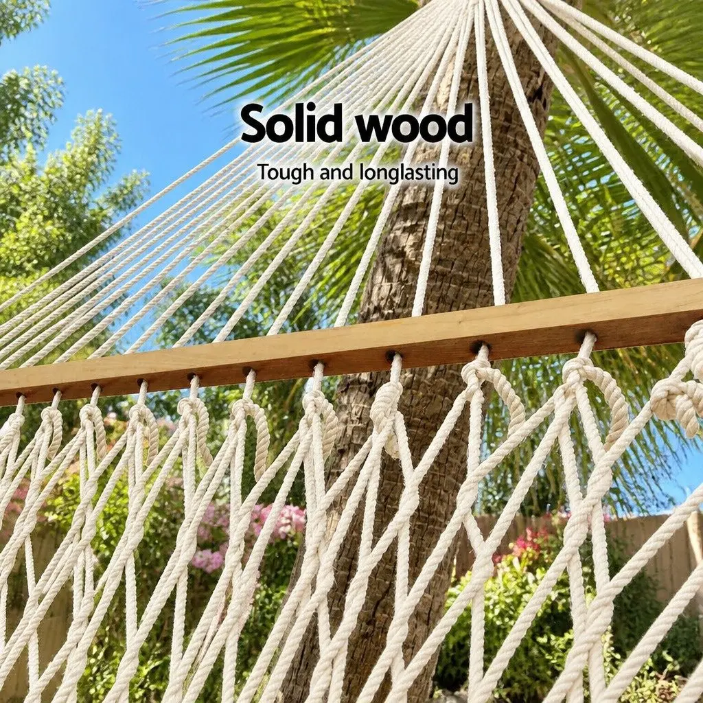 Hammock for Outdoor Camping Garden Use 340cm Cream