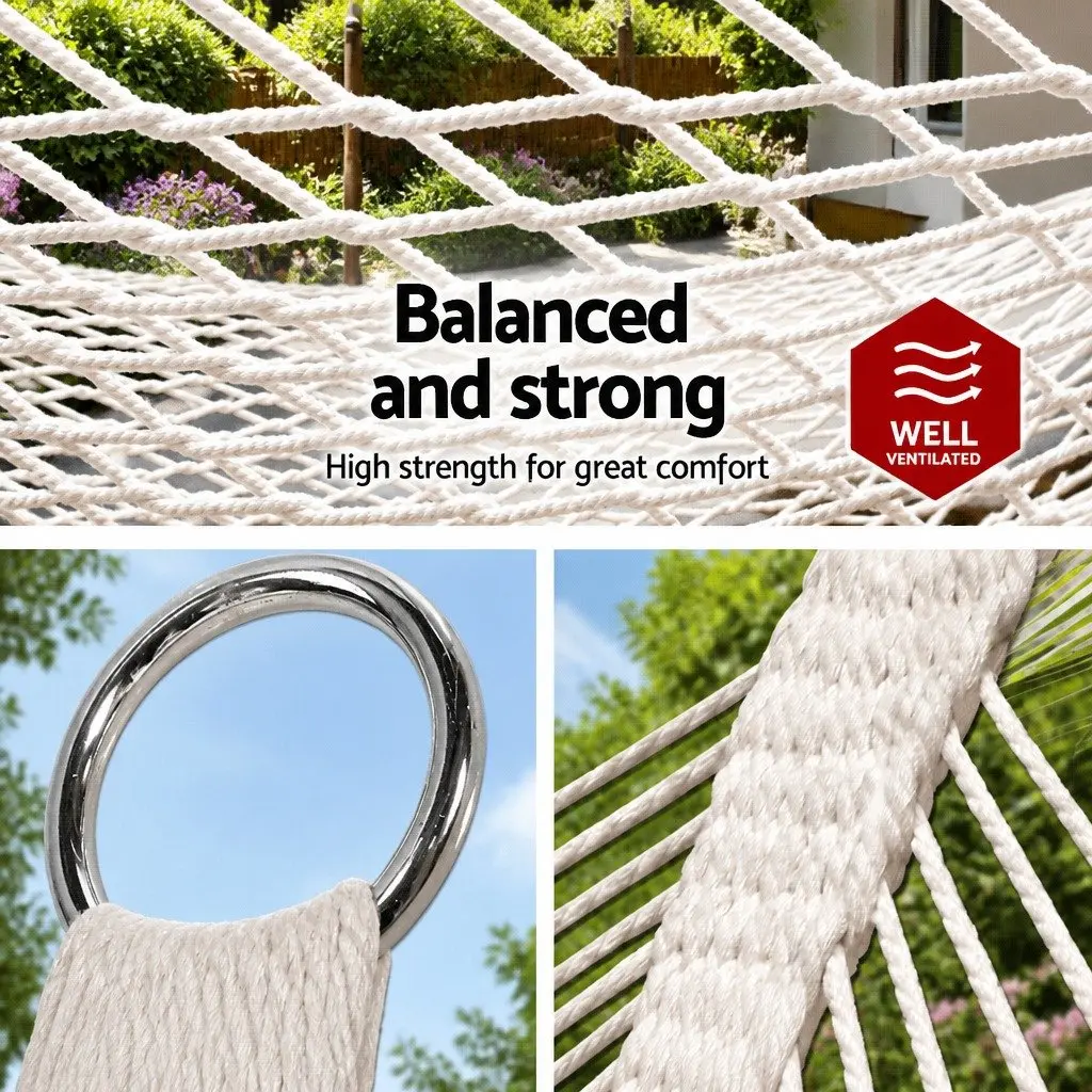 Hammock for Outdoor Camping Garden Use 340cm Cream