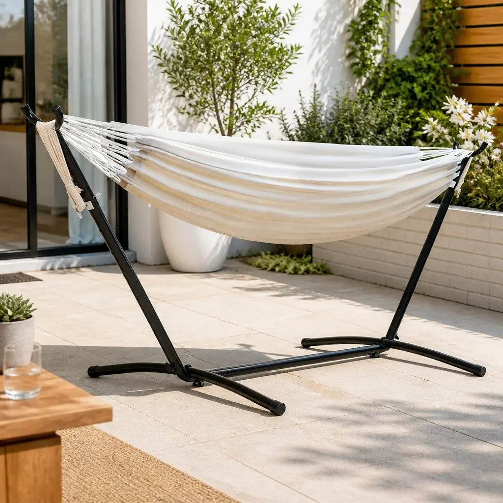 Hammock Bed with Stand, Cream