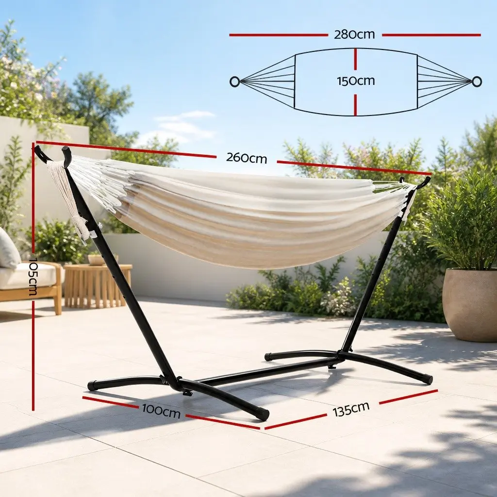 Hammock Bed with Stand Outdoor Lounge Chair 280cm x 150cm