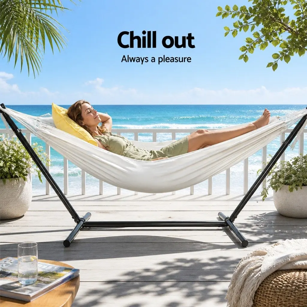 Hammock Bed with Stand Outdoor Lounge Chair 280cm x 150cm