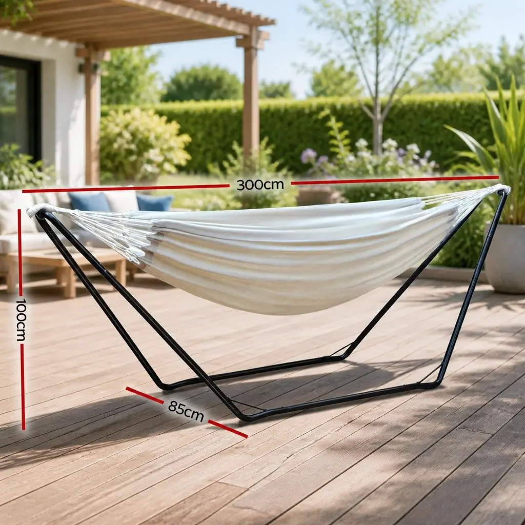 Hammock Bed with Stand Steel Frame Indoor Outdoor Camping Relaxation Portable