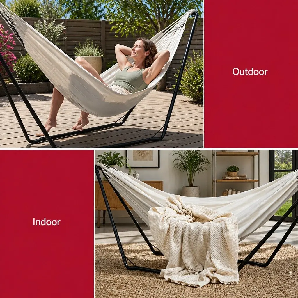 Hammock Bed with Stand Steel Frame Indoor Outdoor Camping Relaxation Portable