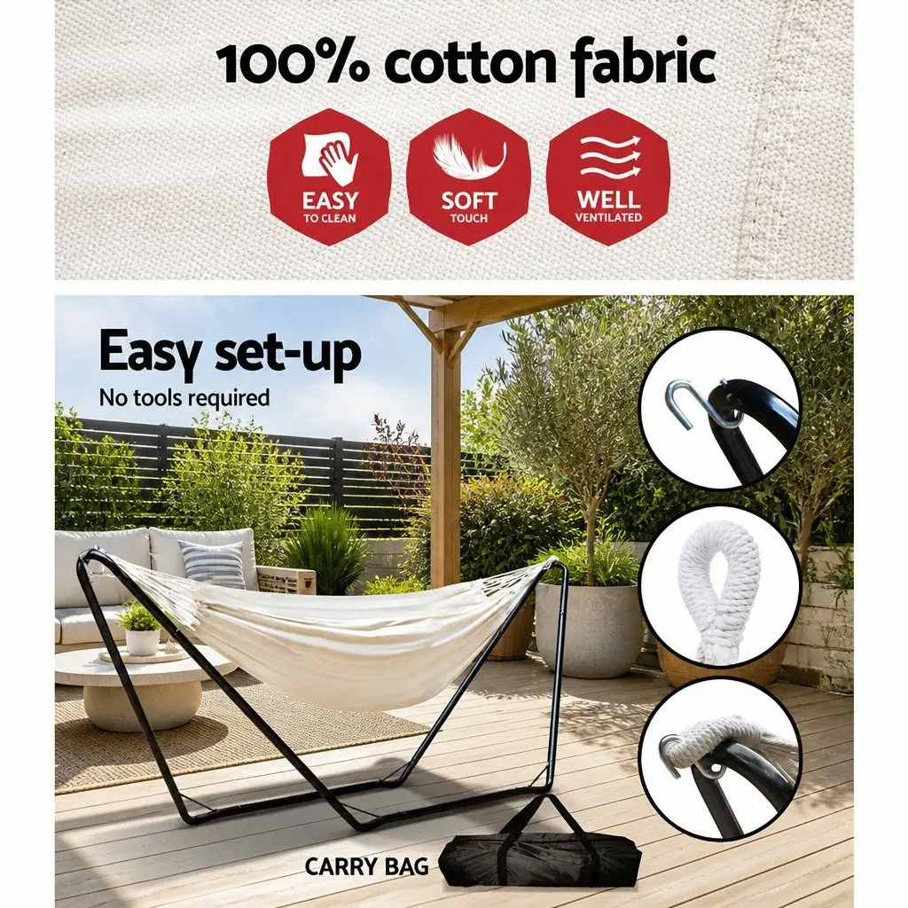 Hammock Bed with Stand Steel Frame Indoor Outdoor Camping Relaxation Portable