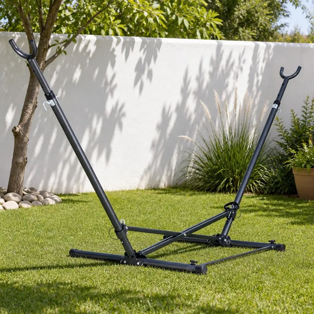 Hammock Bed Stand Steel Frame Adjustable Height Indoor Outdoor Backyard Support