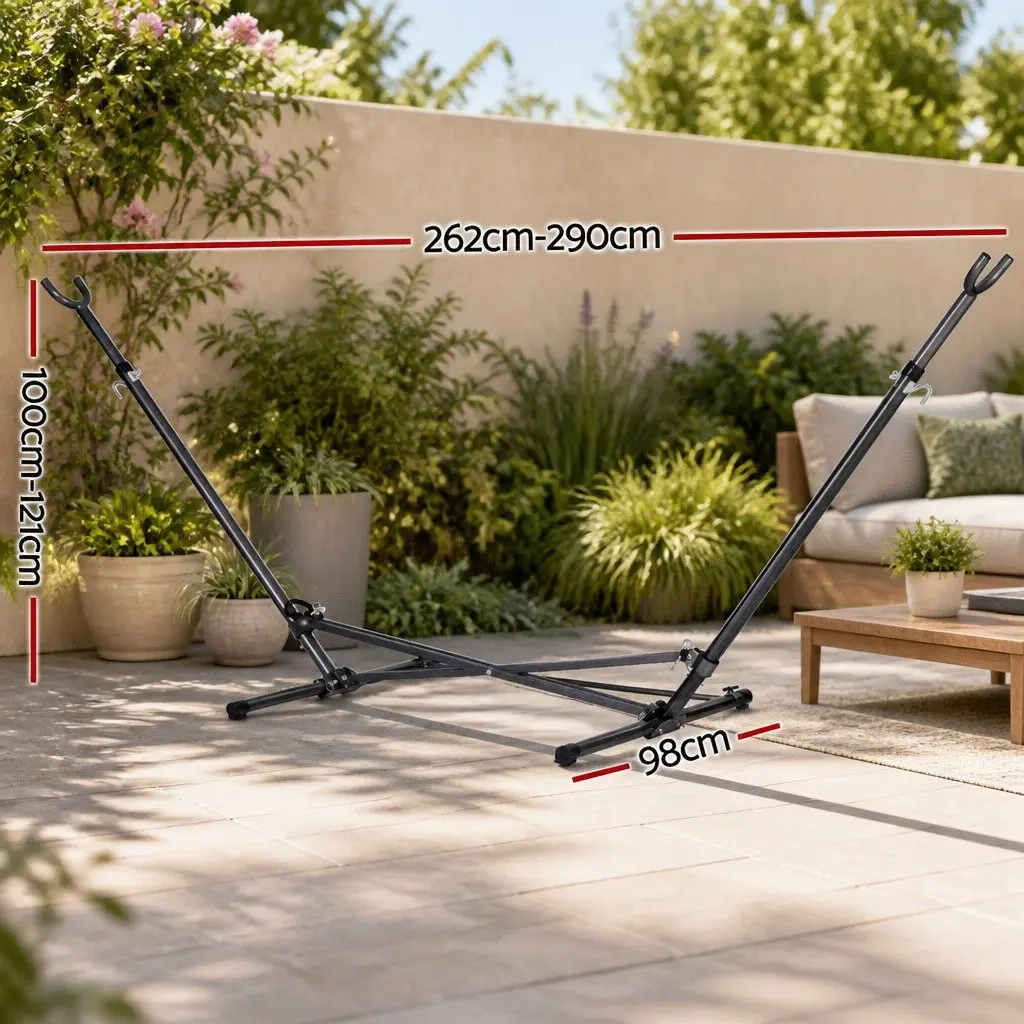 Hammock Bed Stand Steel Frame Adjustable Height Indoor Outdoor Backyard Support