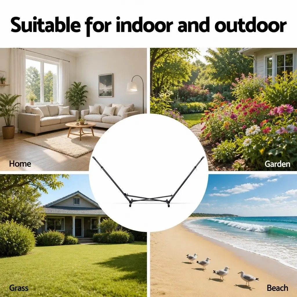 Hammock Bed Stand Steel Frame Adjustable Height Indoor Outdoor Backyard Support