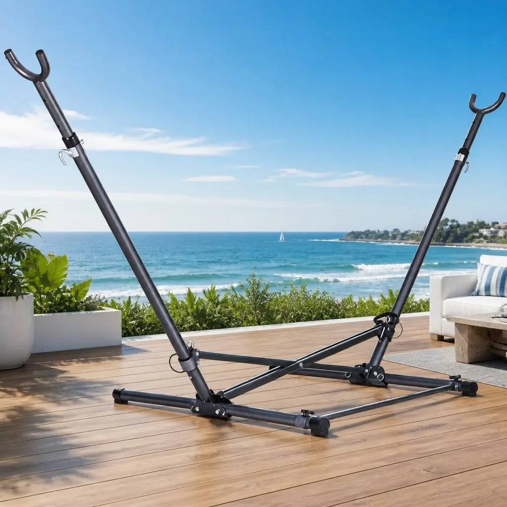 Hammock Bed Stand Steel Frame Adjustable Height Indoor Outdoor Backyard Support