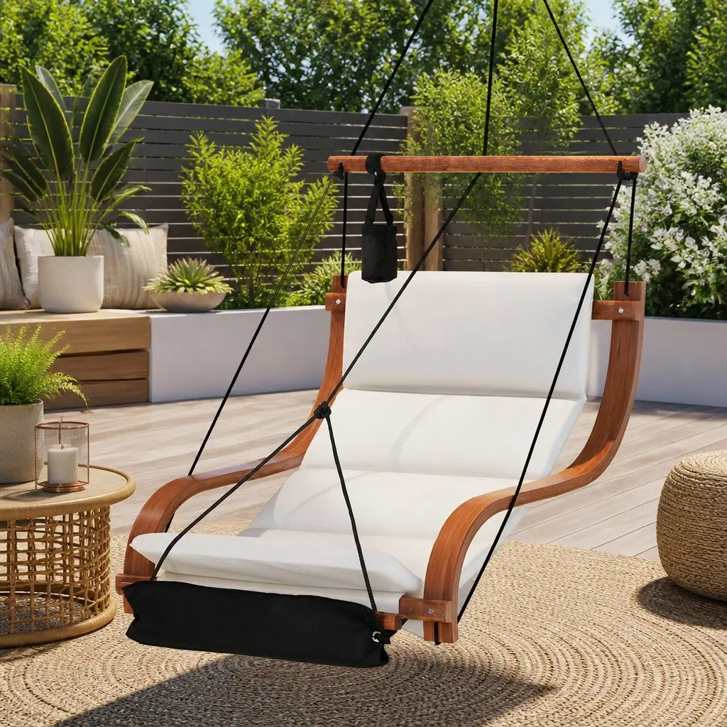Hammock Chair Wooden Hanging Indoor Outdoor Lounge Patio Relax Furniture