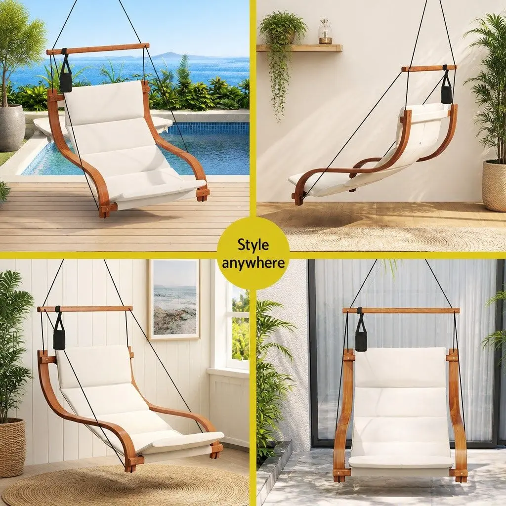 Hammock Chair Wooden Hanging Indoor Outdoor Lounge Patio Relax Furniture