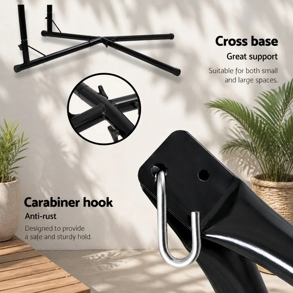 Hammock Chair Indoor Outdoor with Steel Stand and Armrest Cream 100cm x 60cm x 138cm