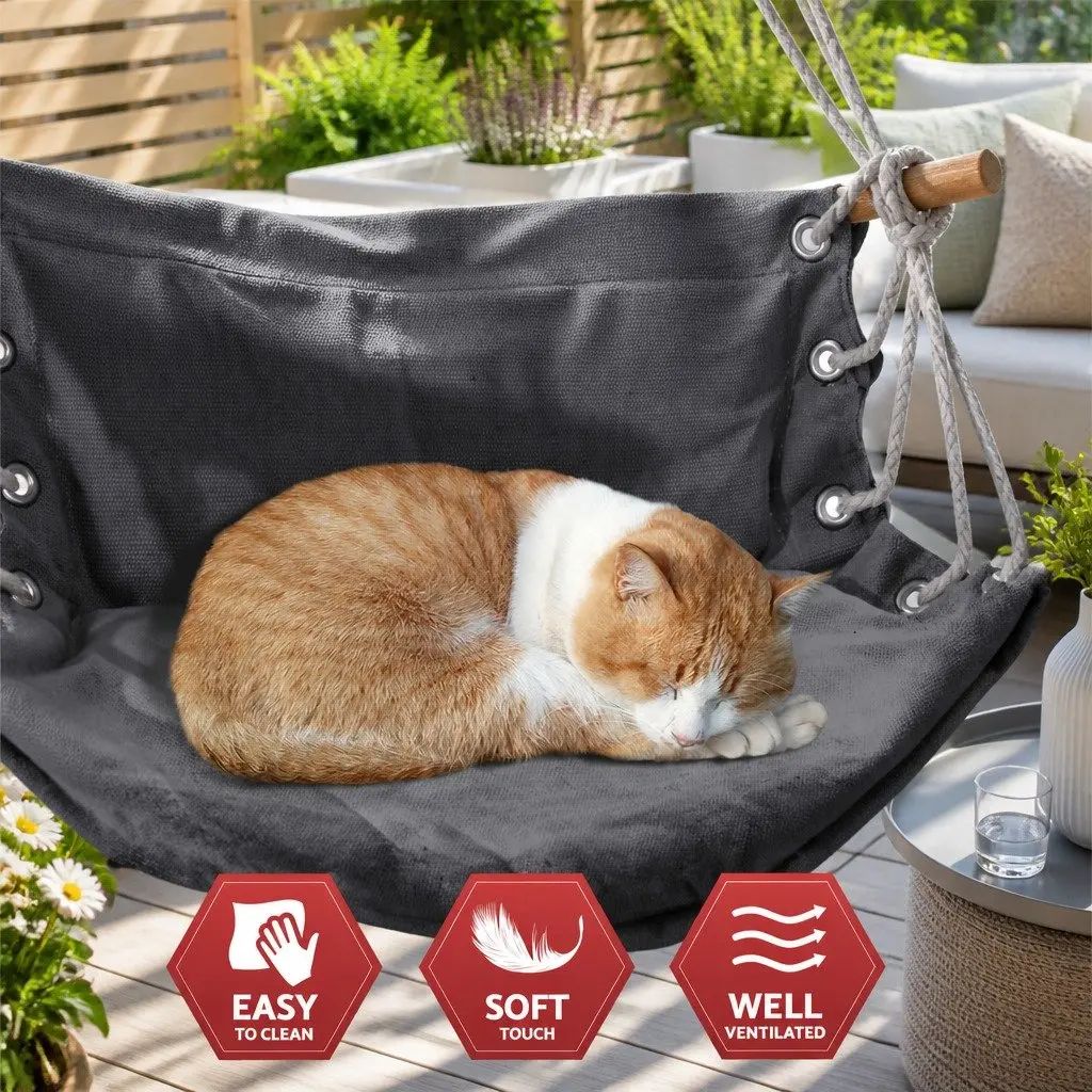 Hammock Chair with Armrest for Outdoor Patio Garden 100 x 60 x 138cm Grey