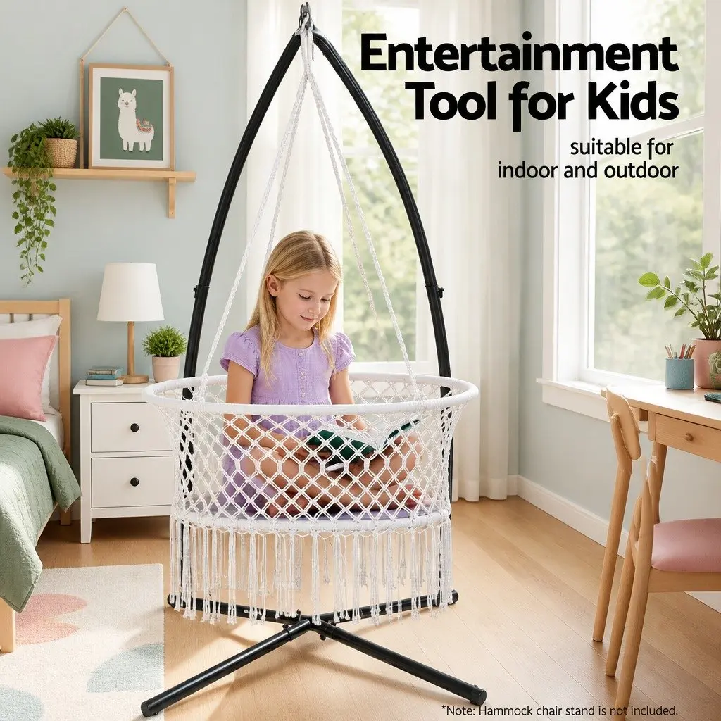 Hammock Chair Cotton Swing Outdoor Indoor Cream Relaxation Garden Furniture
