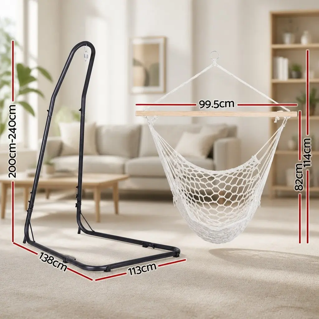 Hammock Hanging Chair with Heavy Duty Steel Stand Outdoor Indoor Relaxation