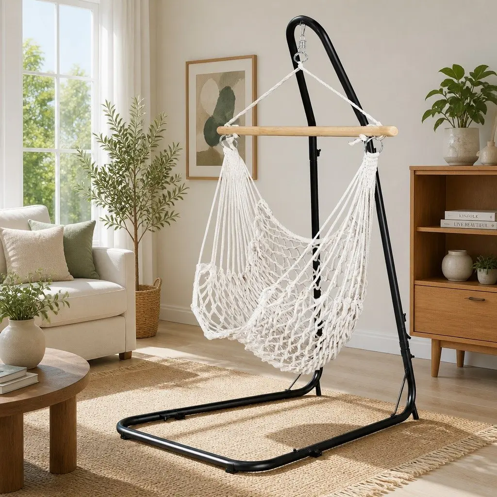Hammock Hanging Chair with Heavy Duty Steel Stand Outdoor Indoor Relaxation