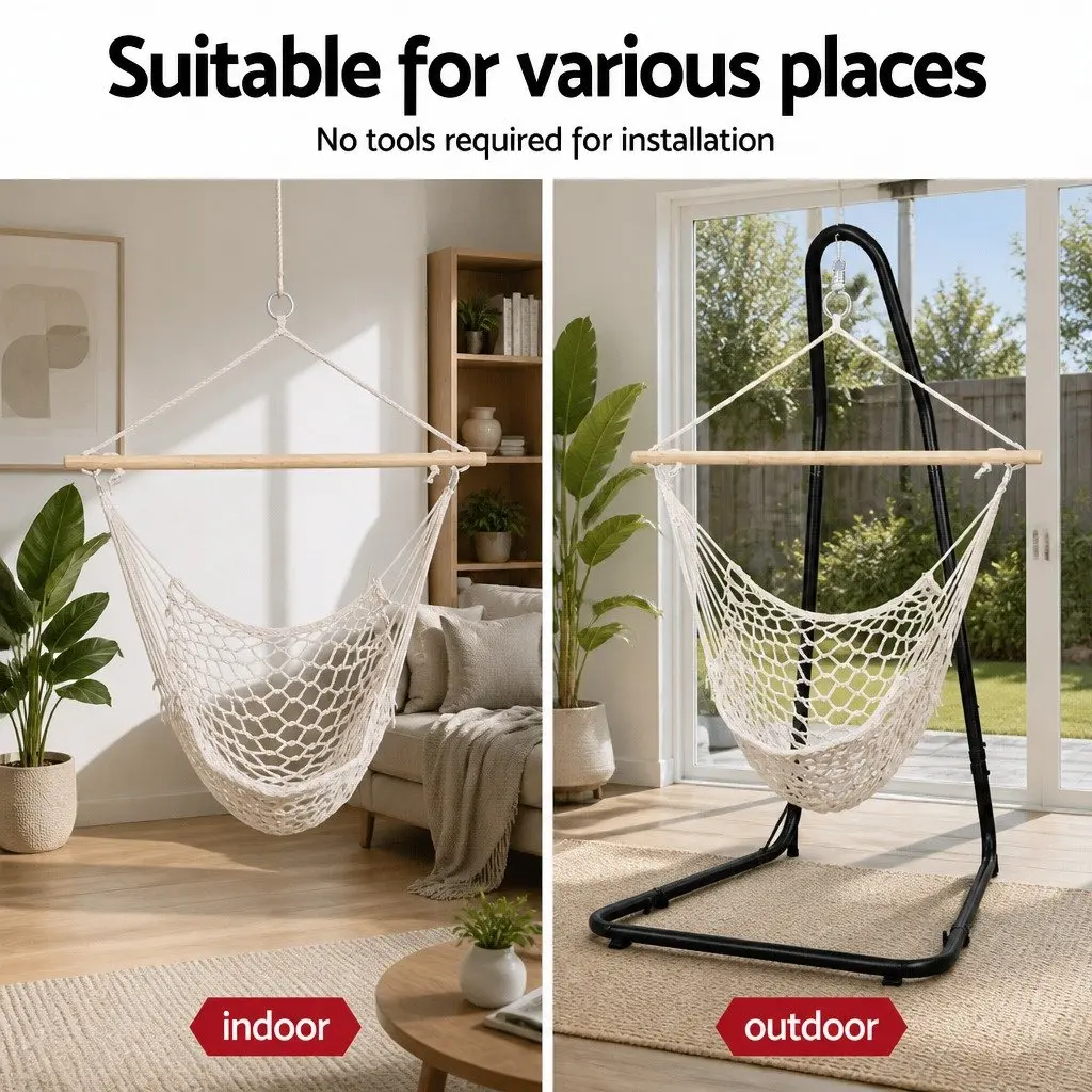 Hammock Hanging Chair with Heavy Duty Steel Stand Outdoor Indoor Relaxation