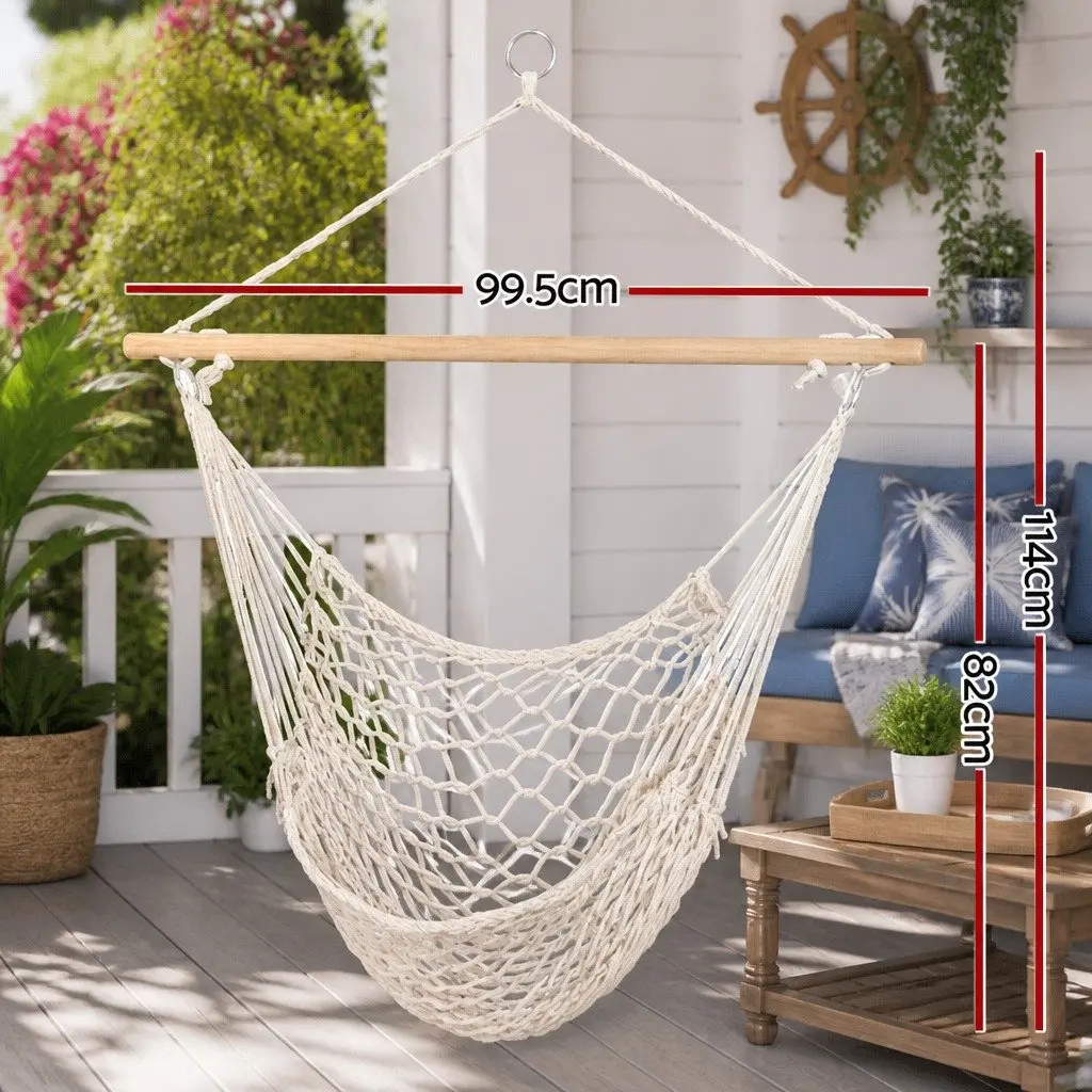 Hammock Chair Indoor Outdoor Relaxation Seat Cream 99.5 x 114cm