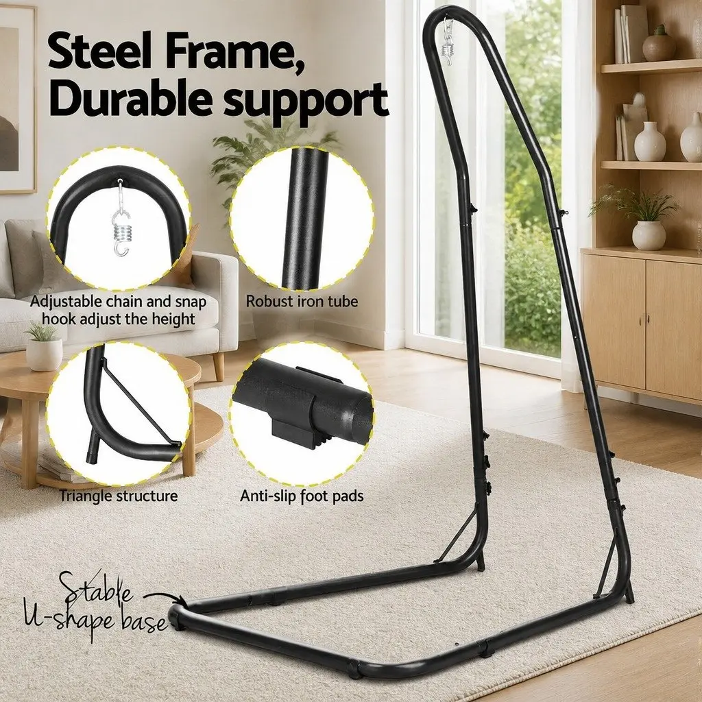 Hammock Hanging Chair with Steel Stand Indoor Outdoor Relaxation 240cm x 100cm