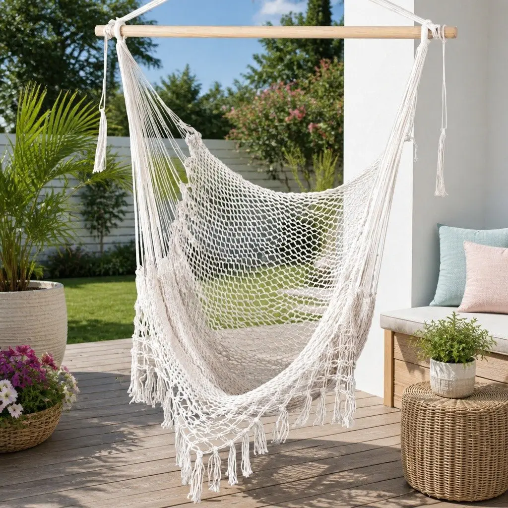 Hammock Chair Swing Mesh Camping Relaxation Indoor Outdoor Portable No Assembly