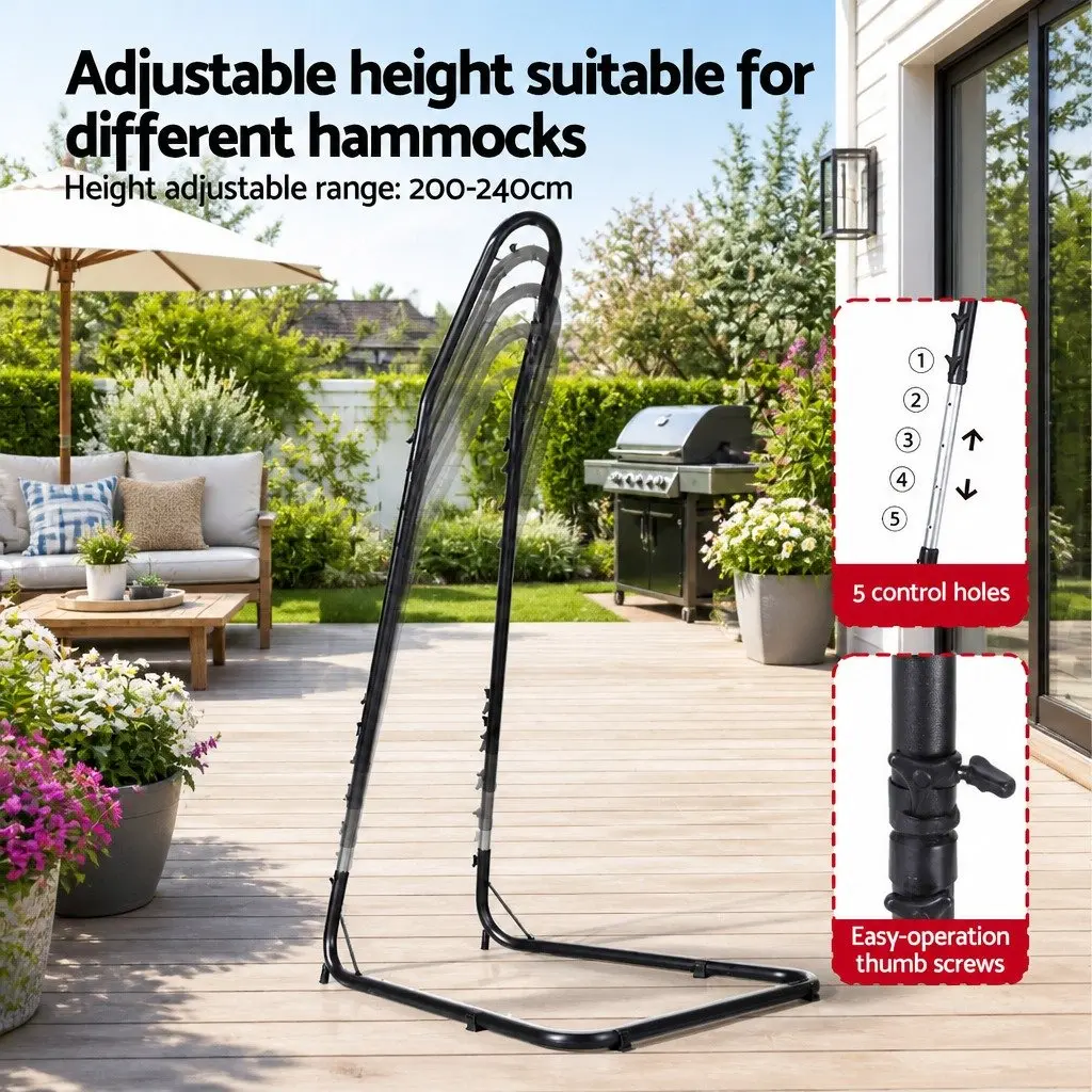 Hammock Chair Indoor Outdoor with Steel Stand A-Frame Adjustable Height Padded Seating