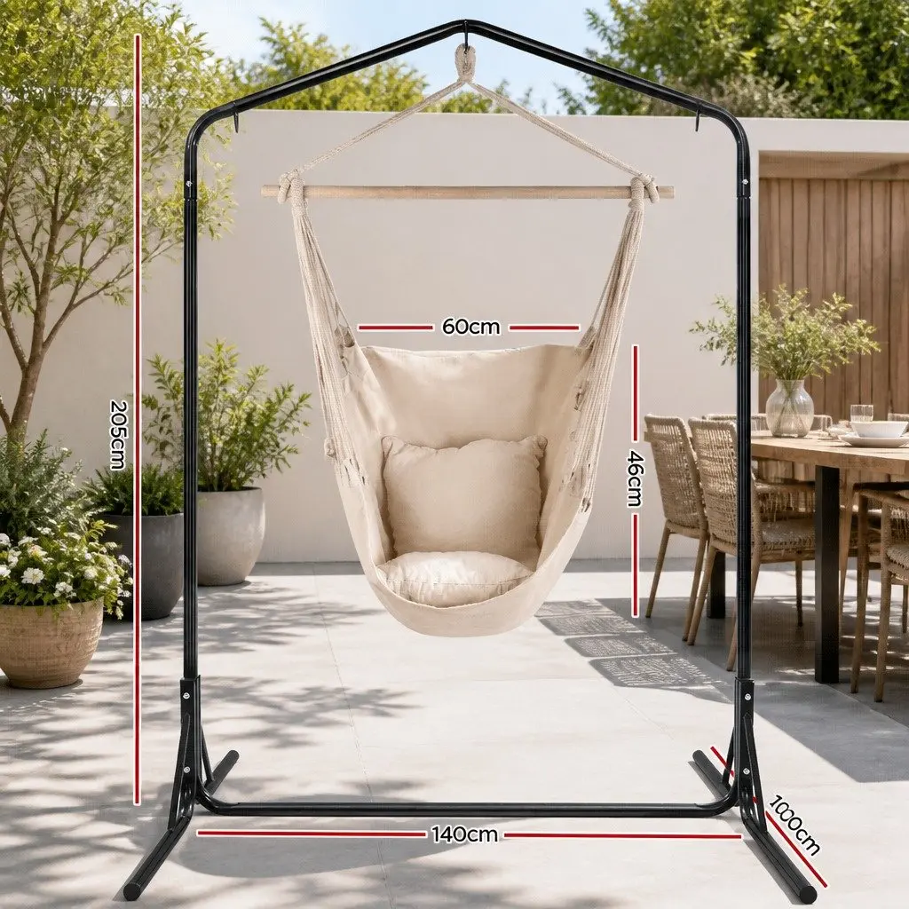 Cream Hammock Chair with Stand