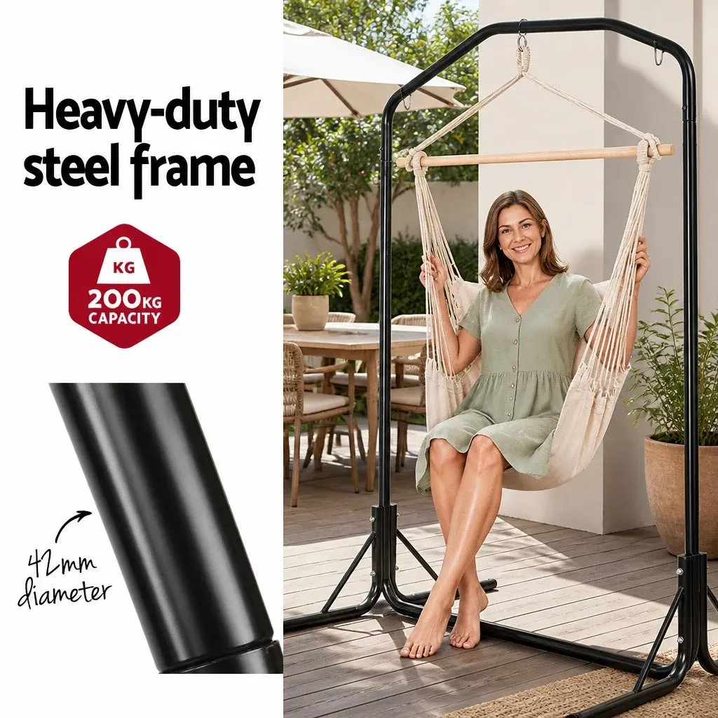 Cream Hammock Chair with Stand