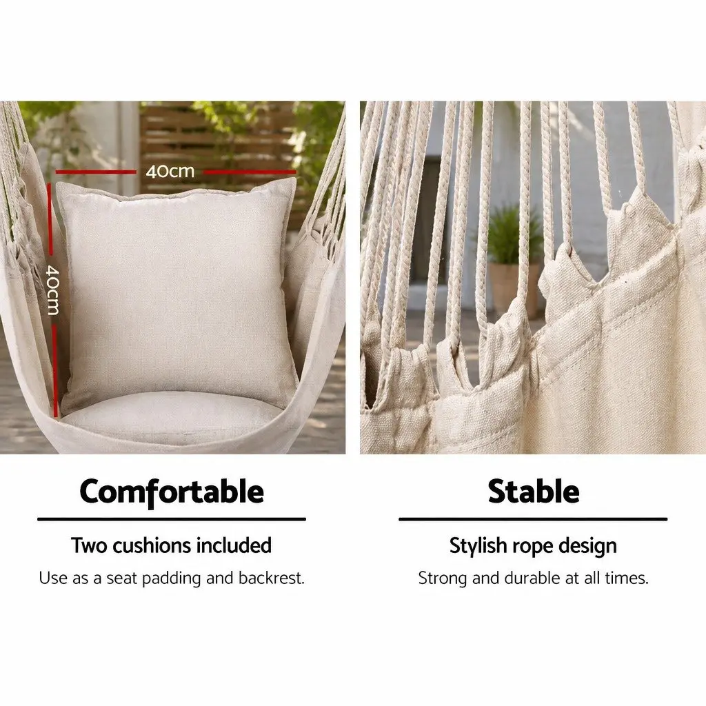 Cream Hammock Chair with Stand