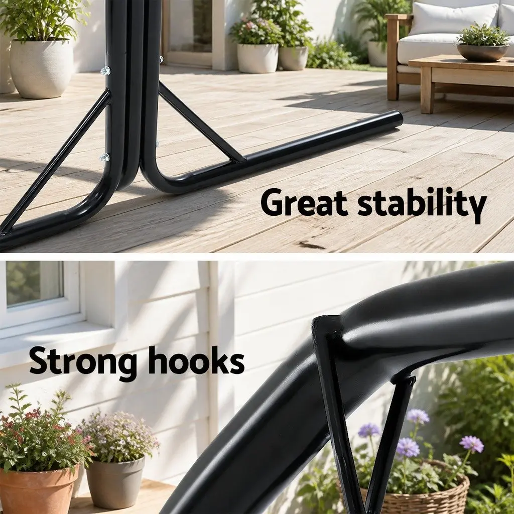 Hammock Chair with Stand for Outdoor Use Grey 100 x 45 x 145 cm